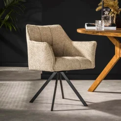 LifestyleFurn Eetkamerstoel Thandie Bouclé* Eetkamerstoelen Bouclé / Teddy|Draaibare Eetkamerstoelen