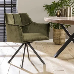 LifestyleFurn Eetkamerstoel Thandie Velvet, Draaibaar* Eetkamerstoelen Velvet / Fluweel|Beige Eetkamerstoelen