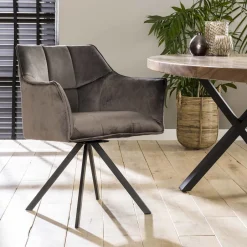 LifestyleFurn Eetkamerstoel Thandie Velvet, Draaibaar* Eetkamerstoelen Velvet / Fluweel|Beige Eetkamerstoelen