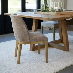 Rivièra Maison Eetkamerstoel Whistler Rubberhout en stof* Eetkamerstoelen Zonder Armleuning
