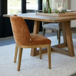 Rivièra Maison Eetkamerstoel Whistler Rubberhout en stof* Eetkamerstoelen Zonder Armleuning