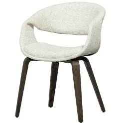 WOOOD Eetkamerstoel Yossi Bruin houten onderstel, Geweven stof* Eetkamerstoelen Met Armleuning