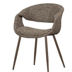 WOOOD Eetkamerstoel Yossi Koperkleurig onderstel, Geweven stof* Eetkamerstoelen Met Armleuning
