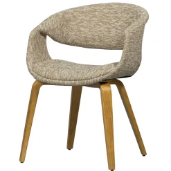 WOOOD Eetkamerstoel Yossi Naturel houten onderstel, Geweven stof* Eetkamerstoelen Met Armleuning