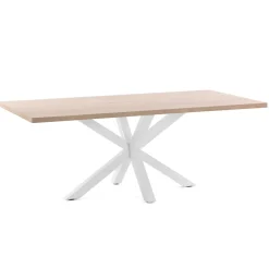 Kave Home Eettafel Argo kleur Wit/Eiken* Rechte Eettafel