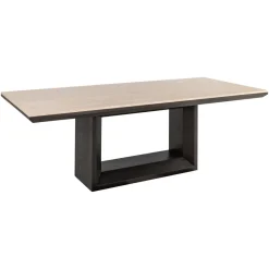 Richmond Interiors Eettafel Claremont Eiken en travertin, 230 x 100cm* Travertin Eettafel|Rechte Eettafel