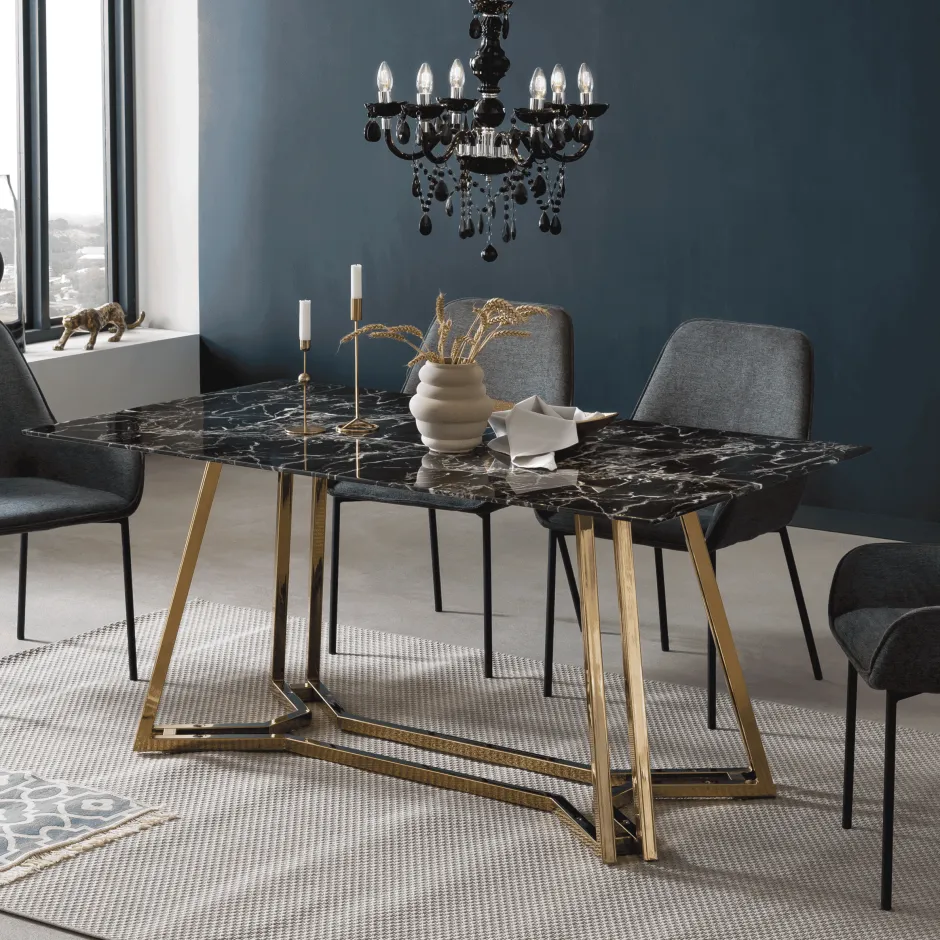 Artistiq Living Eettafel Facundo Marmerlook, 160 x 90cm* Marmeren Eettafel|Rechte Eettafel