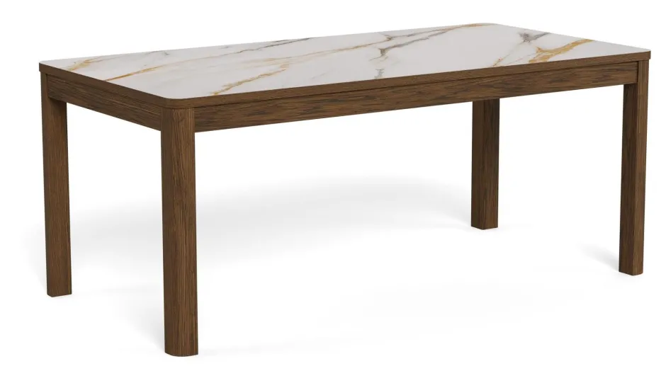 Bendt Eettafel Jawana Marmerlook en eikenfineer, 180 x 90cm* Rechte Eettafel|Marmeren Eettafel