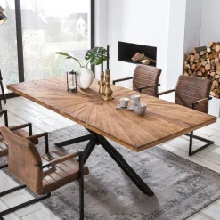 Artistiq Living Eettafel Latonja Teakhout, kleur Zwart* Rechte Eettafel