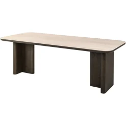 Richmond Interiors Eettafel Nando Travertin en eiken* Travertin Eettafel|Rechte Eettafel