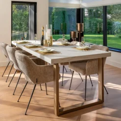 Richmond Interiors Eettafel Whitebone Visgraat Eikenhout, 235 x 100cm, kleur Verona Grey* Rechte Eettafel