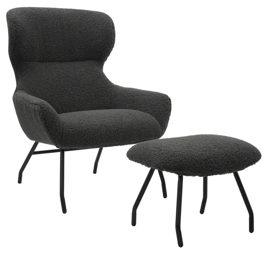 Artistiq Living Fauteuil Ashten Met hocker, Teddy* Fauteuil Stof / Textiel|Fauteuil Bouclé / Teddy