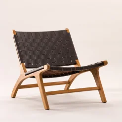 Nohr Fauteuil Calogero Teakhout en Lederlook* Fauteuil Leer / Kunstleer
