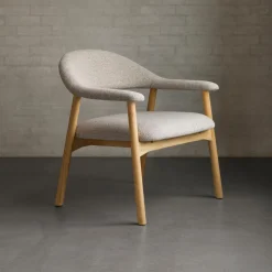 Bendt Fauteuil Gerado Eikenhout en Bouclé, kleur* Fauteuil Stof / Textiel|Fauteuil Bouclé / Teddy