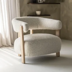 Eleonora Fauteuil Lola Bouclé en eikenhout* Fauteuil Stof / Textiel|Fauteuil Bouclé / Teddy