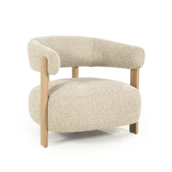 Eleonora Fauteuil Lola Bouclé en eikenhout* Fauteuil Stof / Textiel|Fauteuil Bouclé / Teddy