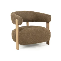 Eleonora Fauteuil Lola Bouclé en eikenhout* Fauteuil Stof / Textiel|Fauteuil Bouclé / Teddy