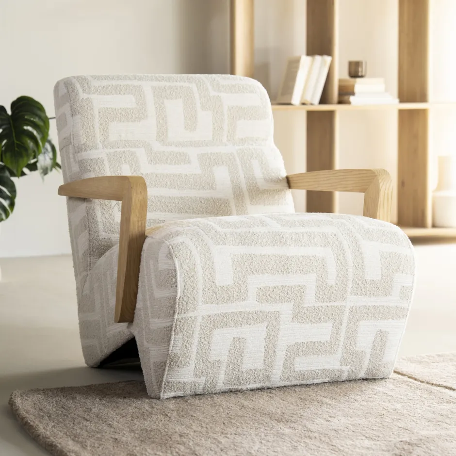 Eleonora Fauteuil Olek Graffic Bouclé* Fauteuil Stof / Textiel|Fauteuil Bouclé / Teddy