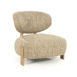 Eleonora Fauteuil Reza Bouclé en naturel eikenhout* Fauteuil Stof / Textiel|Fauteuil Bouclé / Teddy