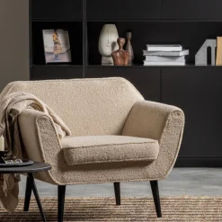 WOOOD Fauteuil Rocco Teddy* Fauteuil Stof / Textiel|Fauteuil Bouclé / Teddy