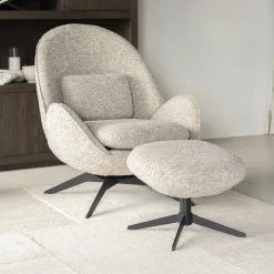 Eleonora Fauteuil Ryan Met hocker, Bouclé* Fauteuil Stof / Textiel|Fauteuil Bouclé / Teddy
