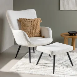 Nohr Fauteuil Shaguana Met voetenbank, Bouclé, kleur* Fauteuil Stof / Textiel|Fauteuil Bouclé / Teddy