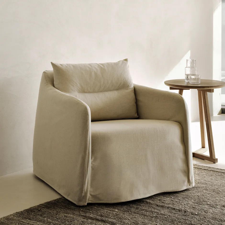 Ethnicraft Fauteuil Weave Linnenmix* Fauteuil Stof / Textiel