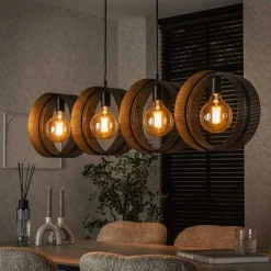 LifestyleFurn Hanglamp Dalvin finish, 4-lamps* Hanglampen