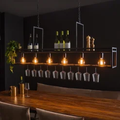 LifestyleFurn Hanglamp Hani 6-lamps met wijnrek* Hanglampen