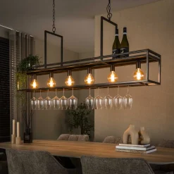 LifestyleFurn Hanglamp Hani 6-lamps met wijnrek* Hanglampen