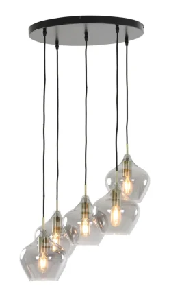 Light & Living Hanglamp Rakel 5-Lamps, antiek brons+smoke* Hanglampen