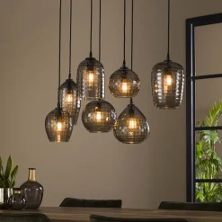LifestyleFurn Hanglamp Reed 7-lamps, kleur Smoke Grey* Hanglampen