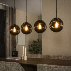 LifestyleFurn Hanglamp Yair Glas, 4-lamps, kleur Sienna Bruin* Hanglampen