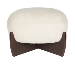 Dutchbone Hocker Emilius Bouclé en rubberhout* Poefs & Hockers