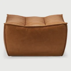 Ethnicraft Hocker N701 Leder, 70 x 70cm, kleur* Poefs & Hockers