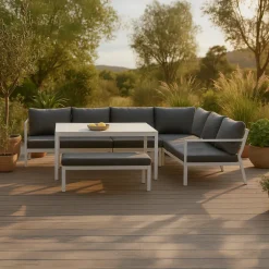 Nohr Hoek Loungeset Brianca Met hoekbank, tafel en bankje, kleur Wit/* Loungesets