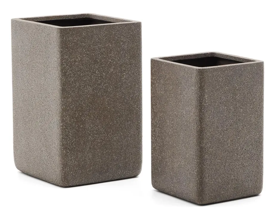 Kave Home Hoge Plantenpot Minoa Polystone, Set van 2 stuks* Potten Voor Buiten|Potten & Manden
