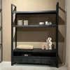 Livingfurn Hoog TV-meubel Norris Mangohout en staal, 150 cm* Tv-Meubel Zwart