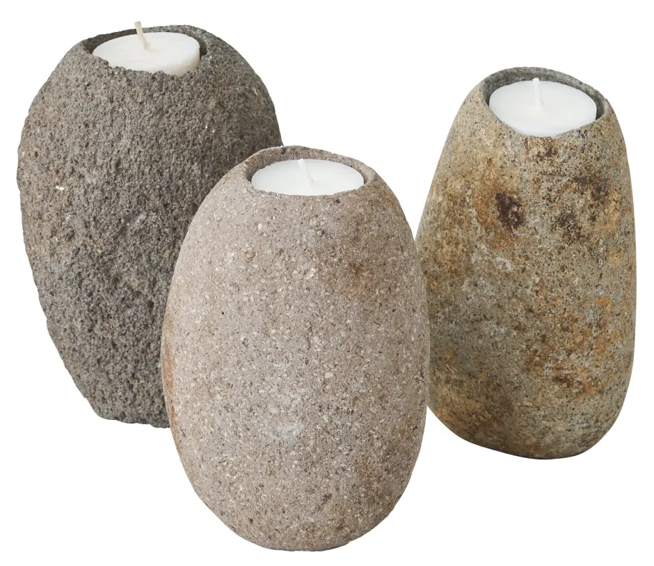 MUST Living Kaarshouder Riverstone Set van 3 stuks* Kaarshouders & Windlichten