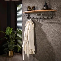 LifestyleFurn Kapstok Karia Acaciahout, Met 8 haken* Wandkapstokken
