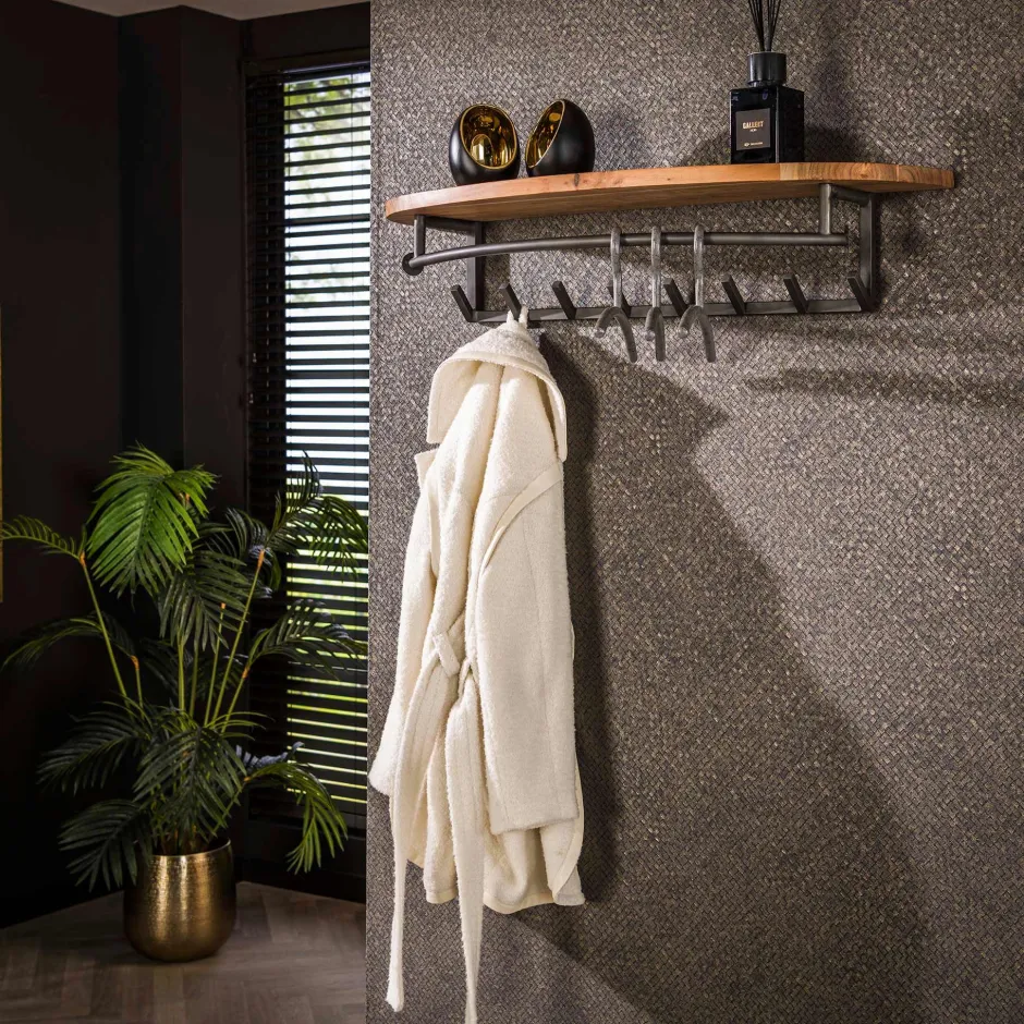 LifestyleFurn Kapstok Karia Acaciahout, Met 8 haken* Wandkapstokken