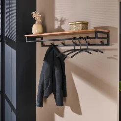 LifestyleFurn Kapstok Kelsie 100cm met 6 haken, acaciahout* Wandkapstokken