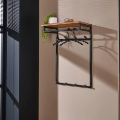 LifestyleFurn Kapstok Kelsie met 8 haken en roede, acaciahout* Wandkapstokken