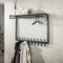 LifestyleFurn Kapstok Letica Met 20 haken en keramieklook plank* Wandkapstokken