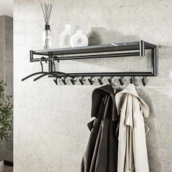 LifestyleFurn Kapstok Letica Met 10 haken en keramieklook plank* Wandkapstokken