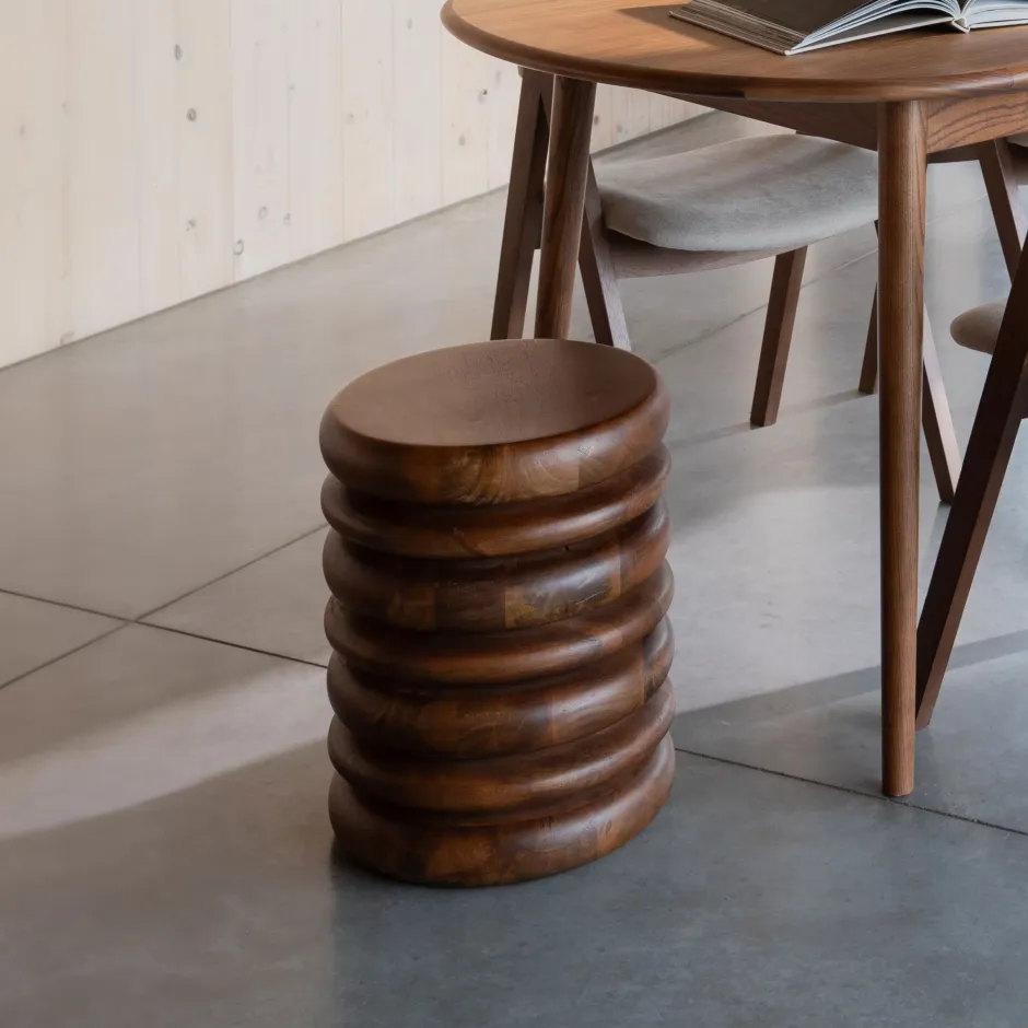 Zuiver Krukje/Bijzettafel Disc Mangohout, 35cm* Ronde Bijzettafel|Krukjes