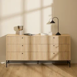 Bendt Ladekast Davon Eikenlook 158cm, Met 6 laden* Ladekasten