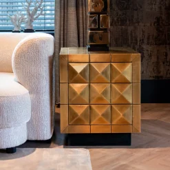 Richmond Interiors Ladekast/Nachtkastje Collada kleur Goud* Ladekasten|Nachtkastjes