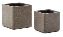 Kave Home Lage Plantenpot Minoa Polystone, Set van 2 stuks* Potten Voor Buiten|Potten & Manden