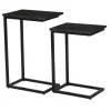 Livingfurn Laptoptafel Norris Mangohout en staal, Set van 2 stuks* Zwarte Bijzettafel|Bijzettafels Set